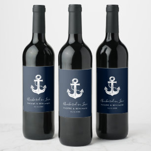 Rótulo De Garrafa De Cerveja Ancorado No Amor Personalizado Náutico Casamento
