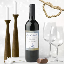 Rótulo De Garrafa De Cerveja Ângulo Náutico Azul e Dourado