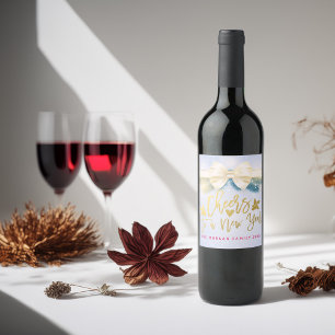 Rótulo De Garrafa De Cerveja Animações para um Ano Novo Script de Pinheiros A