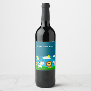 Rótulo De Garrafa De Cerveja Animais de desenho animado       