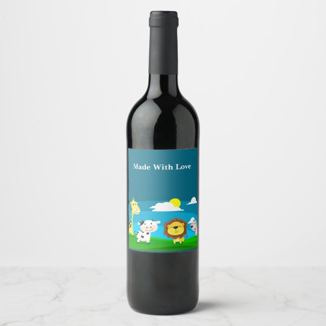 Rótulo De Garrafa De Cerveja Animais de desenho animado        (Frente)