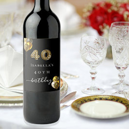 Rótulo De Garrafa De Cerveja animal-leopardo-aniversário de 40 anos preto