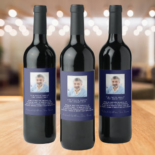 Rótulo De Garrafa De Cerveja Aniversário azul marinho foto fatos divertidos bio