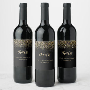 Rótulo De Garrafa De Cerveja Aniversário Brilho Impressão Leopardo Dourado Pret