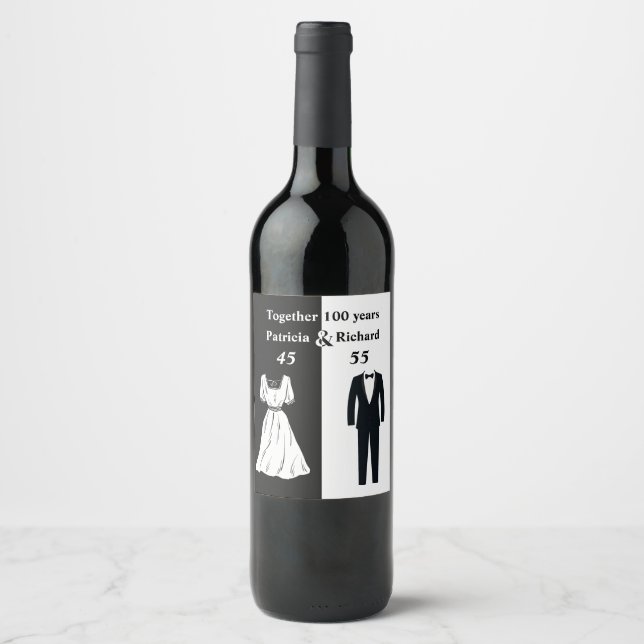 Rótulo De Garrafa De Cerveja Aniversário Conjunto de Celebração Dupla 100 Anos (Frente)