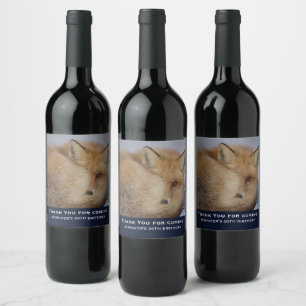 Rótulo De Garrafa De Cerveja Aniversário da Fox de inverno Enrolada