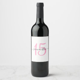 Rótulo De Garrafa De Cerveja Aniversário de 15 anos Rosa Personalizado