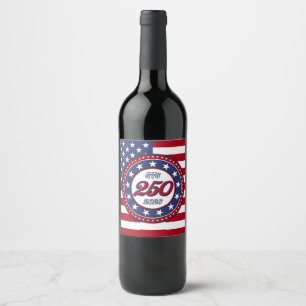 Rótulo De Garrafa De Cerveja Aniversário de 250 anos da América com a bandeira 