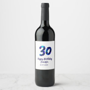 Rótulo De Garrafa De Cerveja aniversário de 30 anos adicionar nome data ano azu