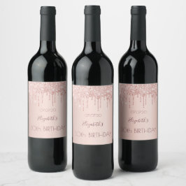 Rótulo De Garrafa De Cerveja aniversário de 30 anos blush rosa dourado nome das