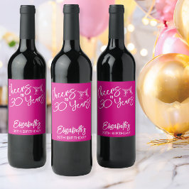 Rótulo De Garrafa De Cerveja Aniversário de 30 anos de Mão Branca Trendy Rosa
