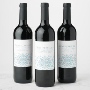 Rótulo De Garrafa De Cerveja aniversário de 30 anos Minimalista Blue Snowflake 