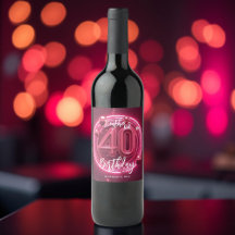 Aniversário de 40 anos brilhante de Neon Rosa Quen