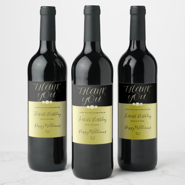 Rótulo De Garrafa De Cerveja Aniversário de 40 anos de Ouros Elegantes Dourados (Garrafas)