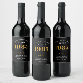 Rótulo De Garrafa De Cerveja Aniversário de 40 anos Nome 1985 Preto Dourado Ele