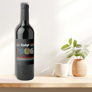 Rótulo De Garrafa De Cerveja Aniversário de 40 anos Vintage 1986 Retro Stripe