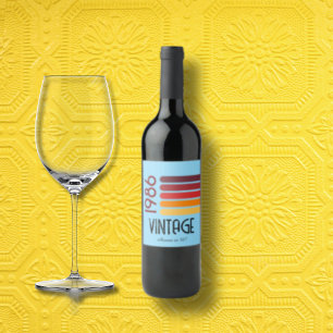 Rótulo De Garrafa De Cerveja Aniversário de 40 anos Vintage 1986 Retro Stripe S
