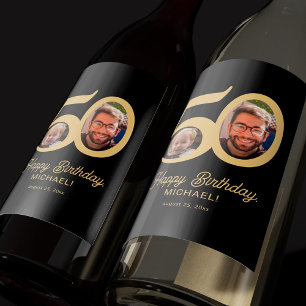 Rótulo De Garrafa De Cerveja aniversário de 50 anos preto ouro moderno foto