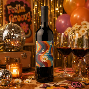 Rótulo De Garrafa De Cerveja Aniversário de 50 anos Retro Groovy