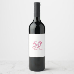 Rótulo De Garrafa De Cerveja aniversário de 50 anos rosa roxo nome simples mini