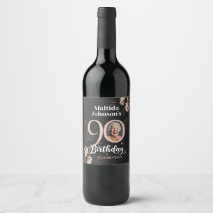 Rótulo De Garrafa De Cerveja Aniversário de 90 anos com foto personalizada e fl