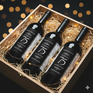 Rótulo De Garrafa De Cerveja Aniversário de Casamento de Diamante Elegante 75