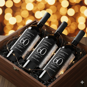 Rótulo De Garrafa De Cerveja Aniversário de Casamento do Elegante 60º Diamond