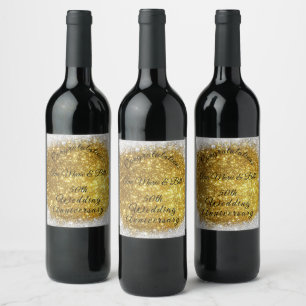Rótulo De Garrafa De Cerveja Aniversário de casamento elegante do brilho
