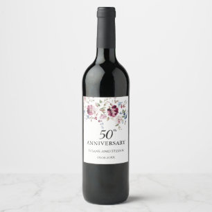 Rótulo De Garrafa De Cerveja Aniversário de Casamento Floral de Watercolor