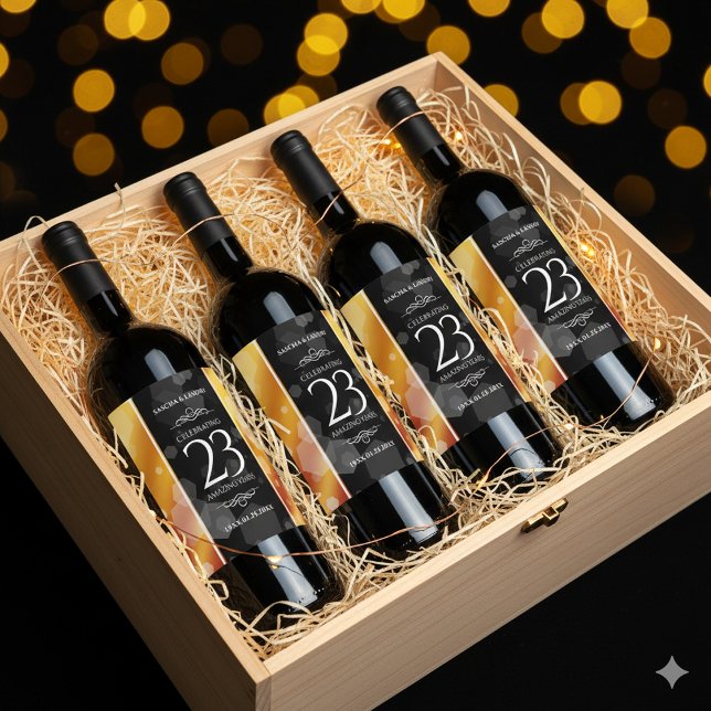 Rótulo De Garrafa De Cerveja Aniversário de Casamento Imperial Topaz (23rd Imperial Topaz Wedding Anniversary Wine/Liquor Drink Labels Cover Photo)