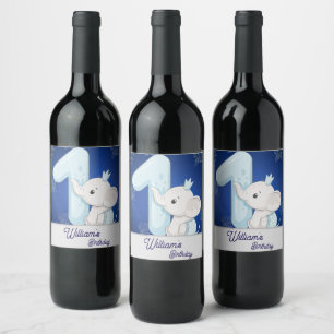 Rótulo De Garrafa De Cerveja Aniversário de Um Ano do Bebe Elefante Fofo