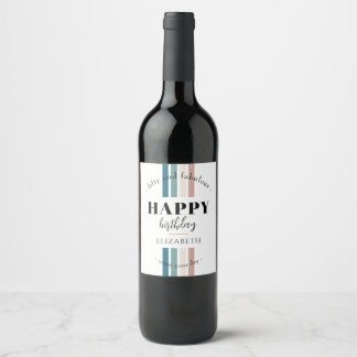 Rótulo De Garrafa De Cerveja Aniversário design minimalista em cores pastosas