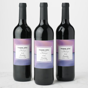 Rótulo De Garrafa De Cerveja Aniversário do Abstrato Roxo e Rosa Moderno
