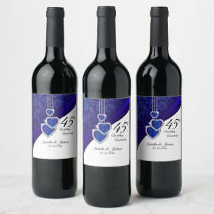 Rótulo De Garrafa De Cerveja Aniversário do Casamento do Sapphire 45