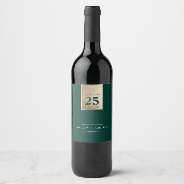 Rótulo De Garrafa De Cerveja ANIVERSÁRIO EMPRESARIAL - Ouro branco verde (Frente)