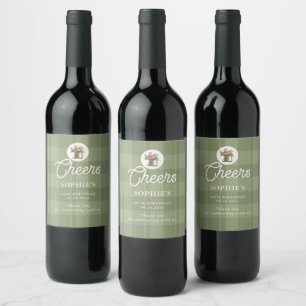Rótulo De Garrafa De Cerveja Aniversário Floral Xadrez Verde de Verão Picnic