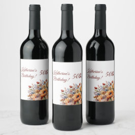 Rótulo De Garrafa De Cerveja Aniversário - Flores De Caimento De Aquarela-