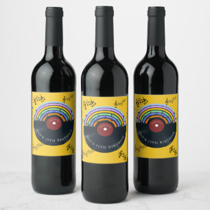 Rótulo De Garrafa De Cerveja Aniversário Hippie Disco de Vinil Vintage Legal 