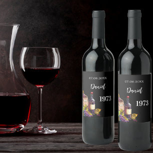 Rótulo De Garrafa De Cerveja Aniversário nome negro ano de nascimento