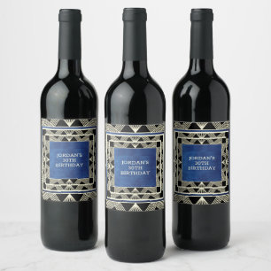 Rótulo De Garrafa De Cerveja Aniversário Personalizado da Masculina Azul do Mar