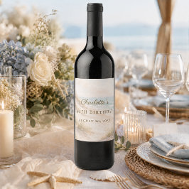 Rótulo De Garrafa De Cerveja Aniversário praia costeiro elegante