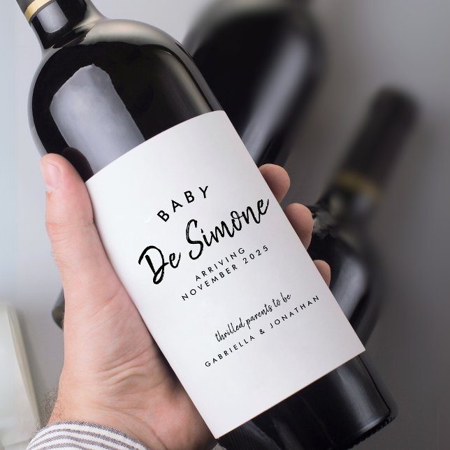 Rótulo De Garrafa De Cerveja Anúncio de Gravidez Preto e Branco Moderno  (Criador carregado)