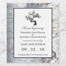 Rótulo De Garrafa De Cerveja Anúncio do bebê da árvore de passarinho da prata r