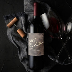 Rótulo De Garrafa De Cerveja Apaixonado pelo outono   Casamento castanho e Dour