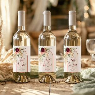 Rótulo De Garrafa De Cerveja Apaixonar-se Boho Moderno Grama de Pampas Ferrugem