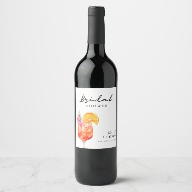 Rótulo De Garrafa De Cerveja Aperol Spritz Floral Chá de Noiva (Frente)
