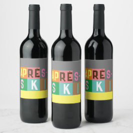 Rótulo De Garrafa De Cerveja Après-ski Retro Skier Color Block