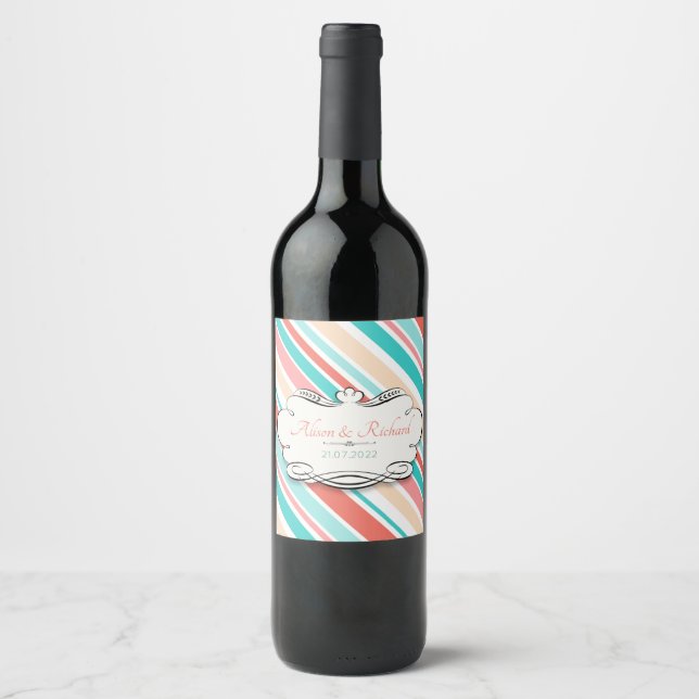 Rótulo De Garrafa De Cerveja Aqua & Coral (Frente)