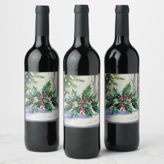 Rótulo De Garrafa De Cerveja Aquarela de Férias de Natal com Visco