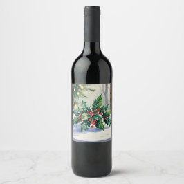 Rótulo De Garrafa De Cerveja Aquarela de Férias de Natal com Visco